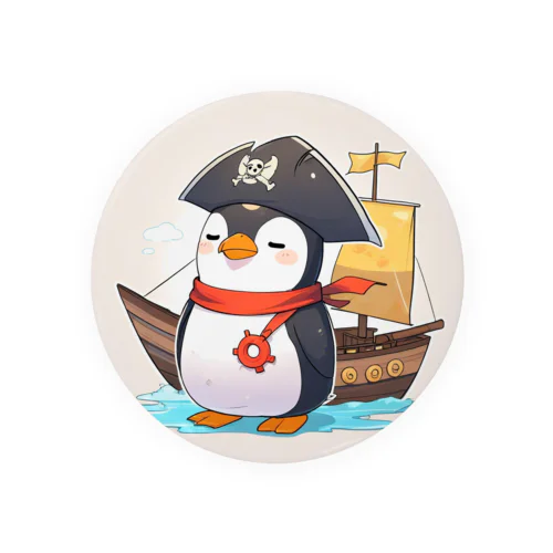 おもちゃの海賊船に乗ったかわいいペンギン Tin Badge