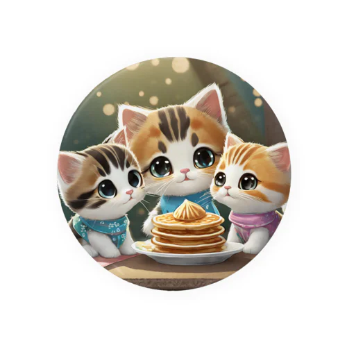 子猫家族とパンケーキ Tin Badge