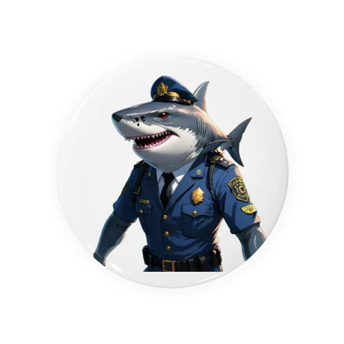 海の守護者：クールな警察鮫 缶バッジ