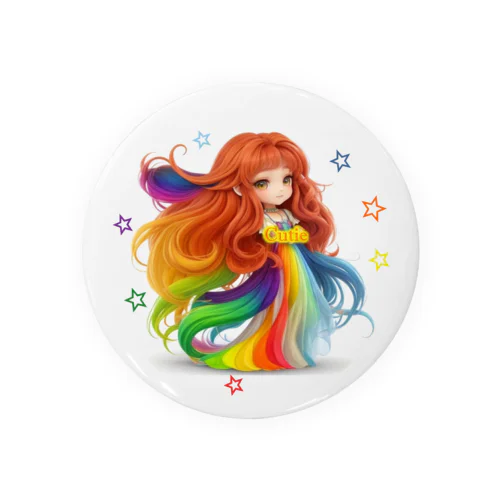 Rainbow Hair Cutie Tin Badge