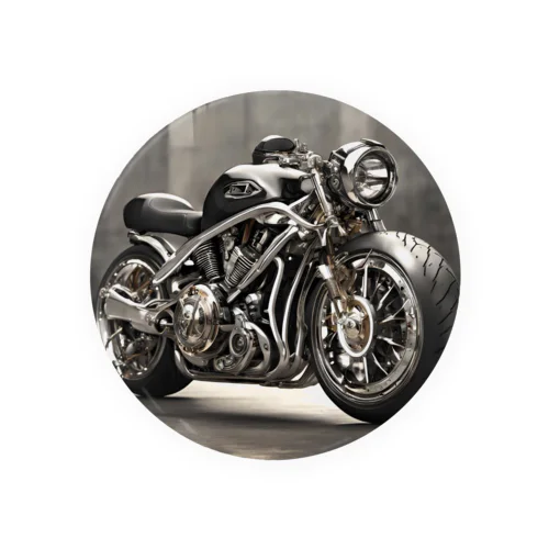 メカニカルアート：近未来デザインのオートバイ 缶バッジ