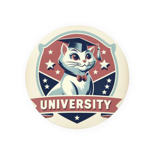 Meow University シリーズ【白猫】 缶バッジ