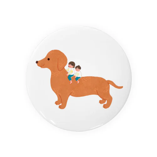 Kids on the dog Tin Badge