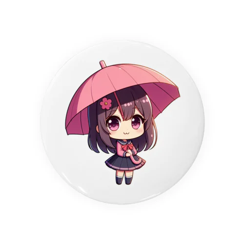 ピンクの傘と可愛い少女💞 缶バッジ