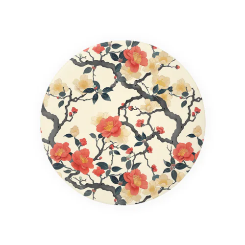 Elegant Blooming Branches Pattern Tin Badge