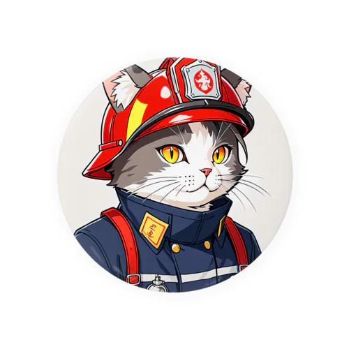 働く猫：消防士 Tin Badge