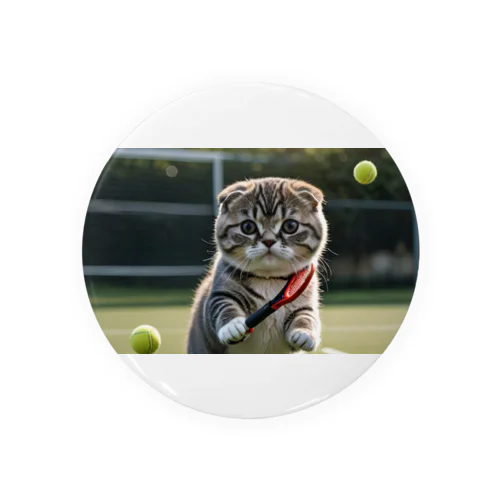 猫とテニス 缶バッジ