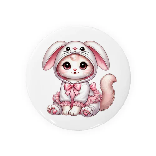 ふわふわバニーコスチュームのかわいい子猫 Tin Badge