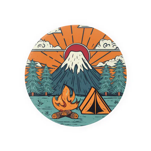 富士山とキャンプ Tin Badge