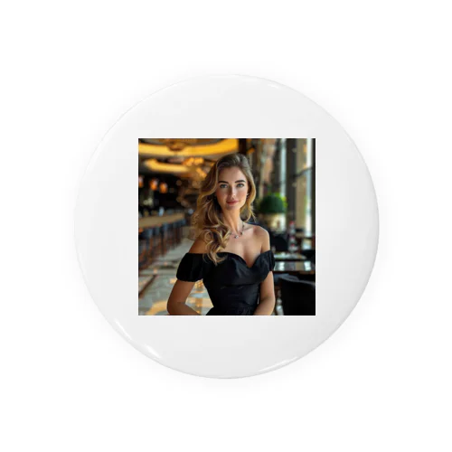 ドバイの豪華なホテルでブラックドレスを着た素敵な女性sanae2074 Tin Badge