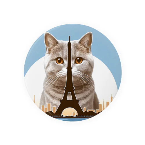 エッフェル塔に隠れた猫 Tin Badge