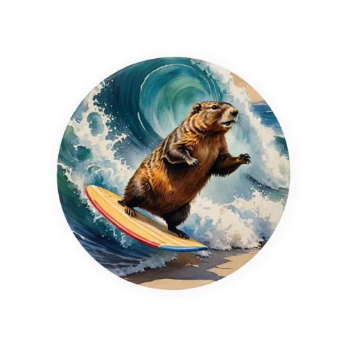 Surfing Woodchuck Tin Badge