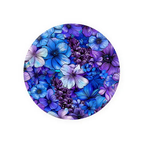 可愛い紫色と青色の花　イラスト Tin Badge