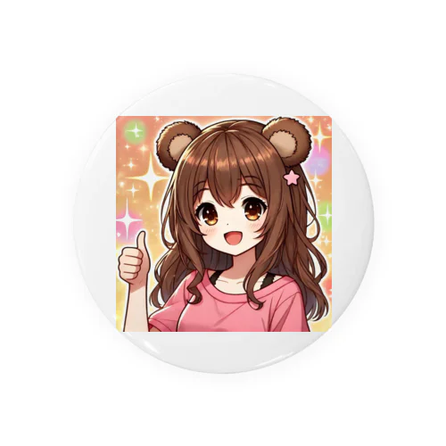 アニメ風かわいい熊の女の子 Tin Badge