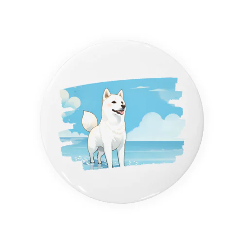 初めての海、白柴 Tin Badge