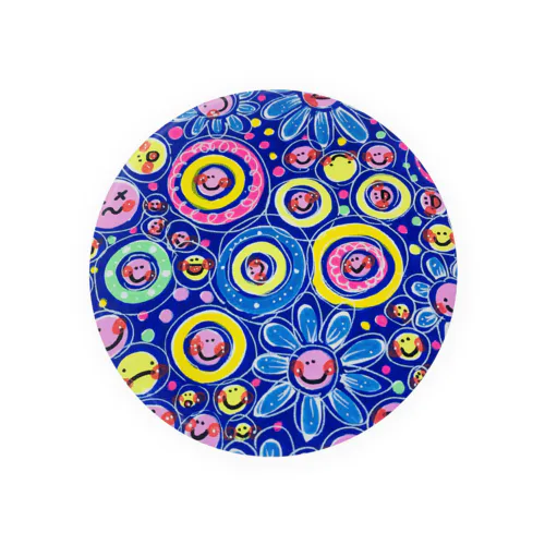 青い花のスマイリー  Tin Badge