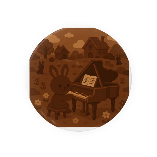 チョコピアノを弾く♪ビターチョコうさの国🍫🎹🐇 Tin Badge