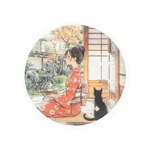 和女子と黒猫 Tin Badge