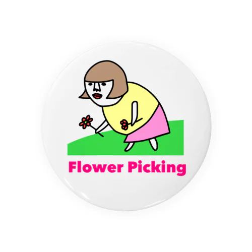 Flower Picking Tin Badge