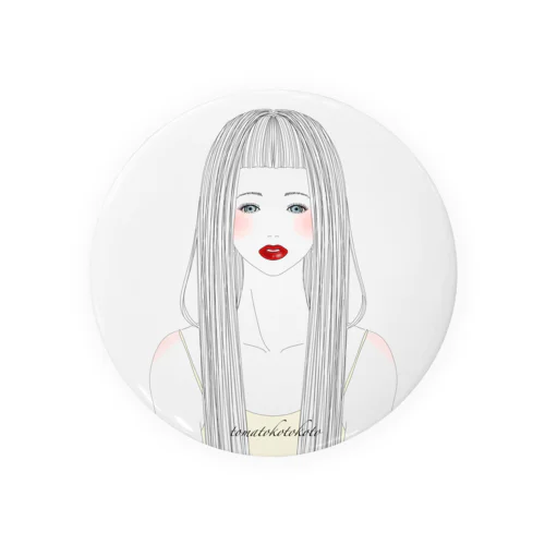 ロングヘアの女の子 Tin Badge