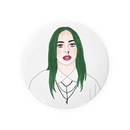 Green Hair Girl Tin Badge