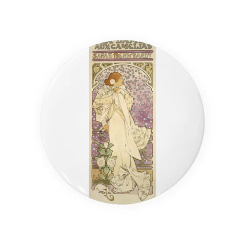 「LA. DAME. / AUX. CAMELIAS / SARAH BERNHARDT」  Mucha, Alphonse／Paris Musées 缶バッジ