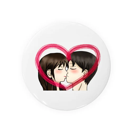 Kiss with heart♥ Tin Badge