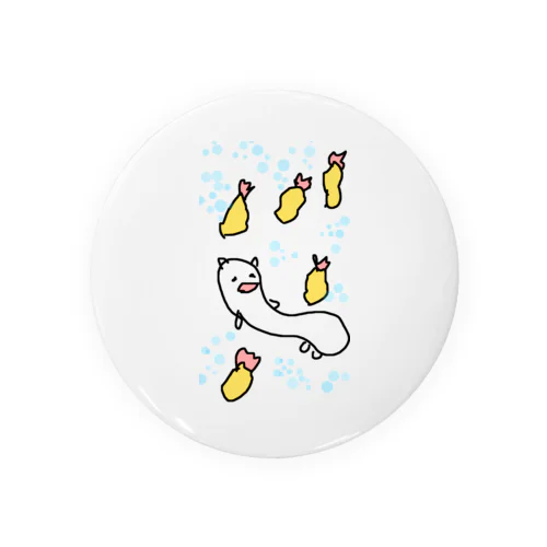 エビフライの雨をひらりと避けるねこです Tin Badge