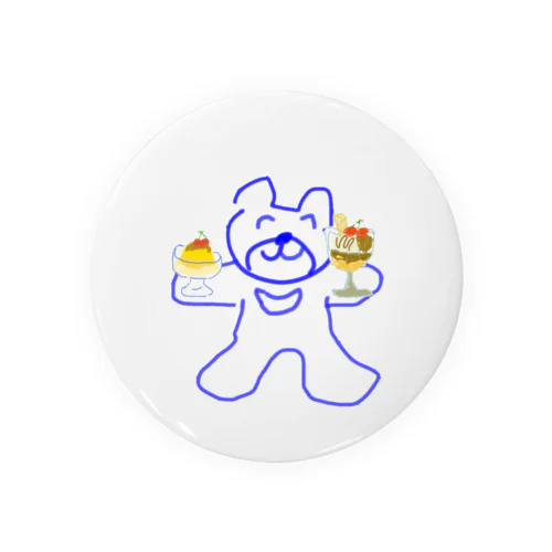 クマのぬいぐるみとパフェとプリン Tin Badge