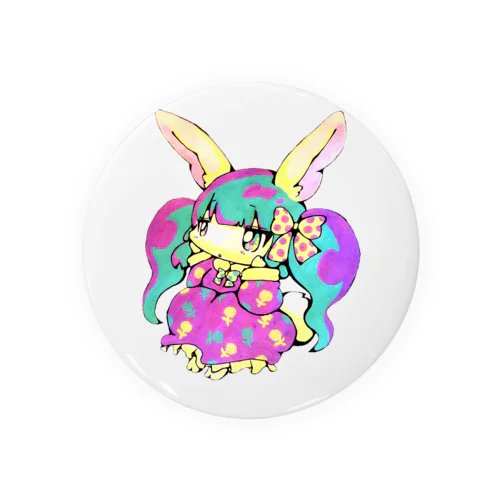 うさぎの女の子とワンピース。 Tin Badge