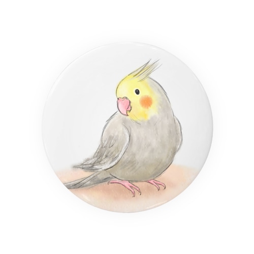 オカメインコ　シナモン【まめるりはことり】 Tin Badge