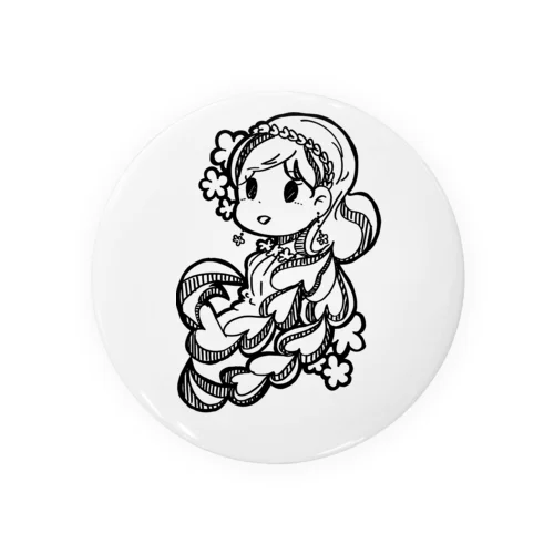 髪の毛の長い女の子 Tin Badge