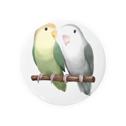 コザクラインコ　モーブとオリーブ【まめるりはことり】 Tin Badge