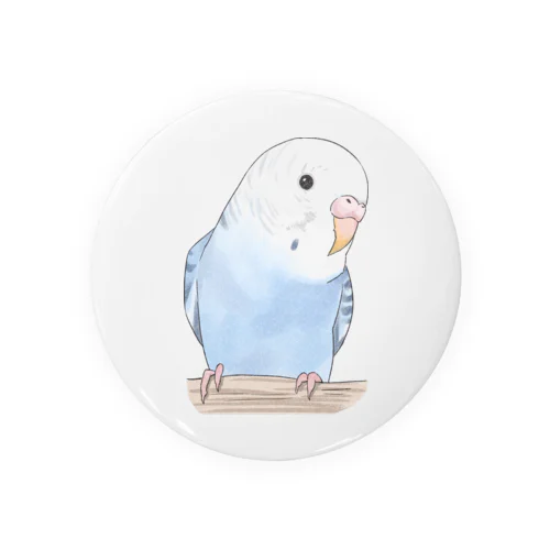 おしゃまな止まり木セキセイインコちゃん【まめるりはことり】 Tin Badge