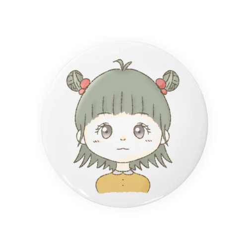 みつめる少女。 Tin Badge