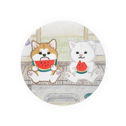縁側の秋田犬 Tin Badge