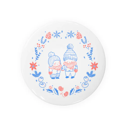 雪の日のモコモコちびっこ Tin Badge