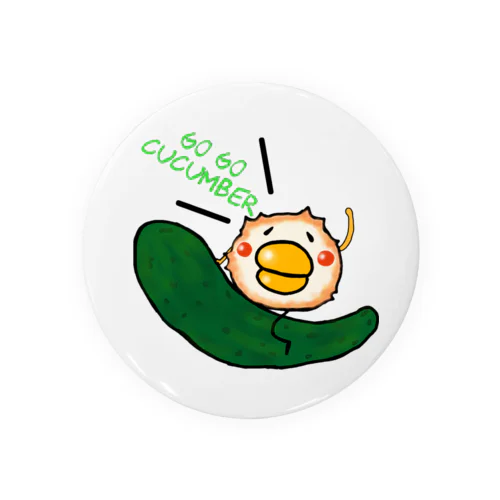 GO GO Cucumberちくわぴよ→黒ロゴ Tin Badge