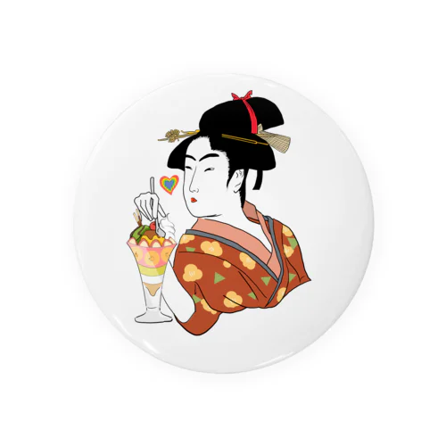 浮世絵女性＋パフェ Tin Badge
