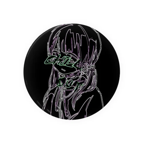 Chill black neon イラスト Tin Badge