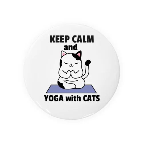 Keep Calm and Yoga with Cats 缶バッジ