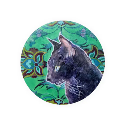 絨毯柄と黒猫 Tin Badge
