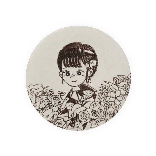 着物の女の子 Tin Badge