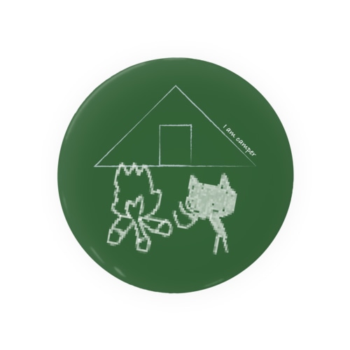 I am camper な ネコちゃん（緑） Tin Badge