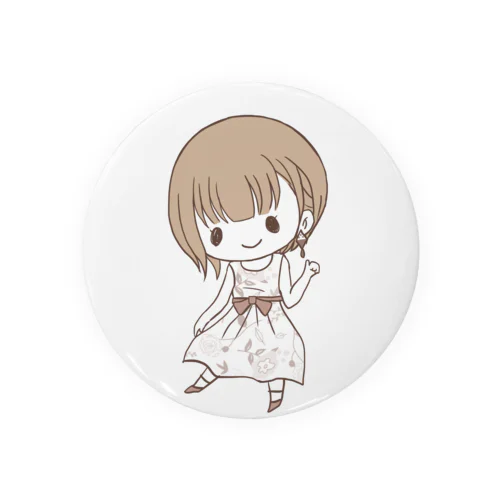 花柄ワンピの女性 Tin Badge