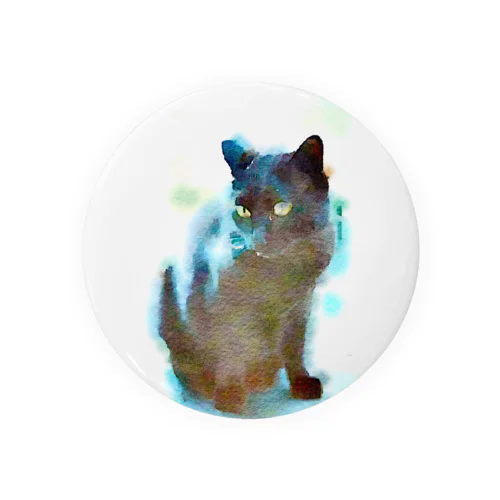 黒白黒猫水彩 Tin Badge