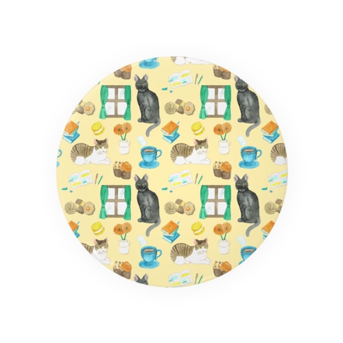 猫と休息柄 Tin Badge