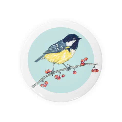 ベリーと鳥 (Great Tit) Tin Badge