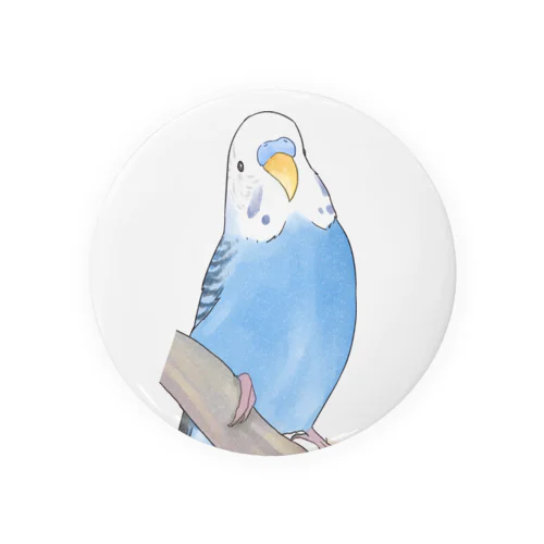 セキセイインコちゃんと止まり木【まめるりはことり】 Tin Badge