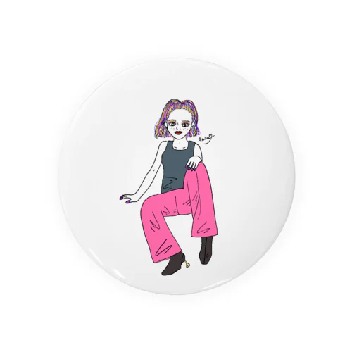 Fighting Girl Tin Badge